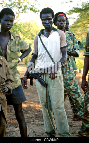 Sudan Peoples Liberation army soldiers in Southern Sudan during the civil war in 1997 Stock Photo