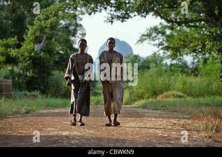 Teenage Sudan Peoples Liberation army soldiers in Southern Sudan during the civil war in 1997 Stock Photo