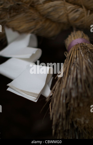 Shimenawa rope and white paper gohei in the Inaba Shrine Stock Photo