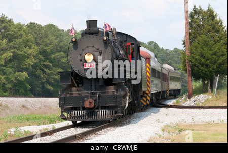 Tennessee, Chattanooga, Tennessee Valley Railroad Museum, tourist train, steam locomotive. Stock Photo