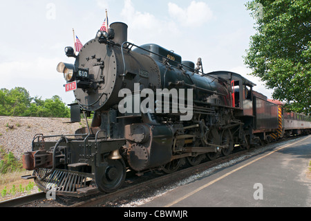 Tennessee, Chattanooga, Tennessee Valley Railroad Museum, tourist train, steam locomotive. Stock Photo