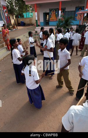 school children dancing and singing Andhra Pradesh South India Stock ...