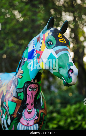 EQUINE PAINTED SCULPTURE HORSE FARM GHENT NEW YORK Stock Photo