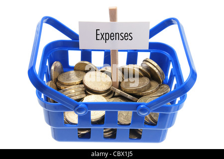 Basket with Coins Stock Photo