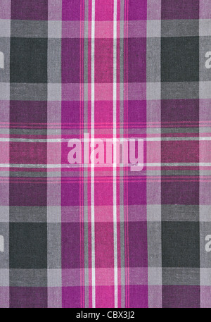 red and gray plaid fabric background Stock Photo