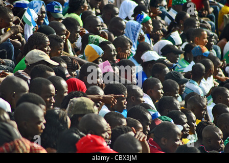 Thousands of young men watch Sierra Leone vs Egypt in the African Cup of Nations, Freetown, Sierra Leone Stock Photo