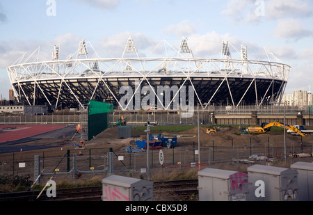 2012 London Olympic stadium under construction in December 2011, England Stock Photo