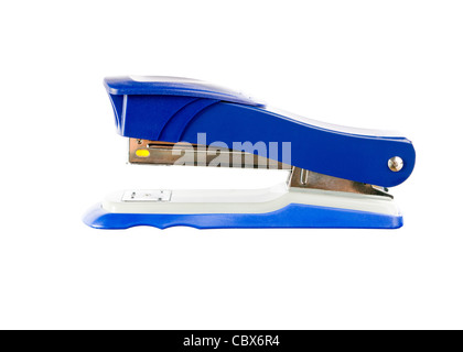 Blue stapler isolated on white Stock Photo