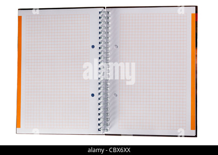 An open spiral bound notebook blank paper. Stock Photo