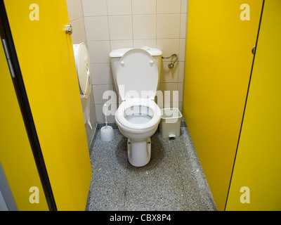 Toilet in a public restroom viewed from above Stock Photo