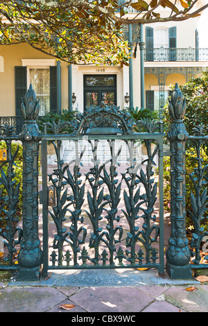 Cornstalk fence door, New Orleans Stock Photo