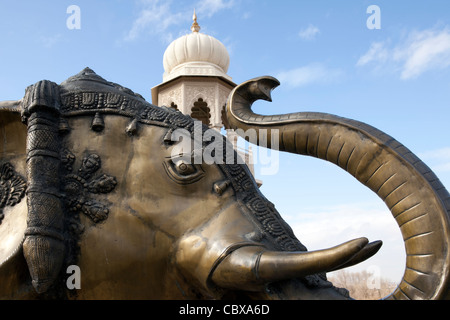 Bronze elephant statue at a Hindu Sri Sri Radha Krishna Temple in Spanish Fork, Utah. Don Despain of Rekindle Photo. Stock Photo