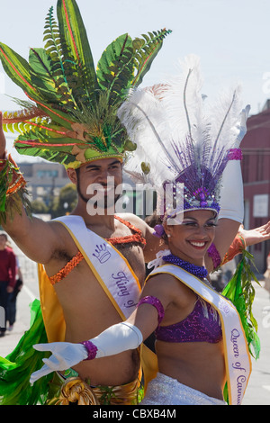 King and Queen in Carnaval festival held in the Mission District, San Francisco, California Stock Photo