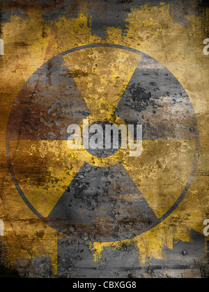 Nuclear warning symbol, radioactive danger neon sign and atomic energy ...