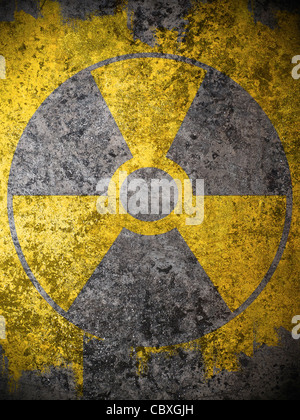 Abstract background with nuclear radiation warning sign, flowers and ...