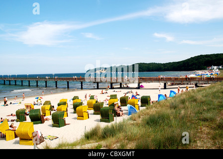 Beach at the Baltic Sea in Binz on the Island Ruegen. Stock Photo