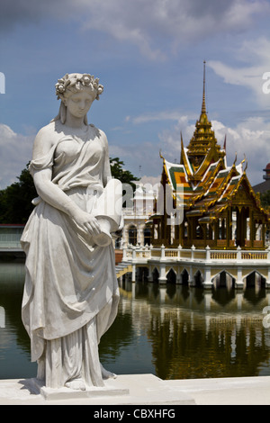 Statue at Bang Pa-In Palace Ayutthaya Thailand (Summer Palace of the Thai king) Stock Photo