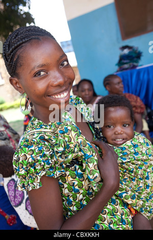 A mother holds her baby girl in Morogoro, Tanzania, East Africa. Stock Photo