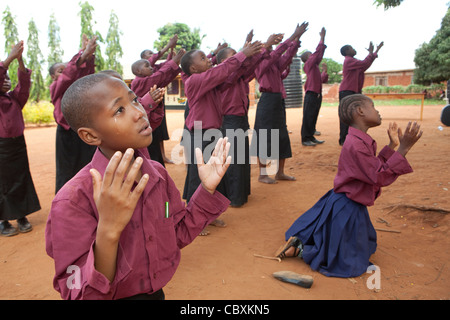 A children's church choir performs in Morogoro, Tanzania, East Africa. Stock Photo