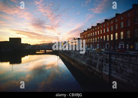 River Lee runs through the city center of Cork, Ireland Stock Photo