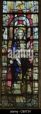 A 15th century stained glass window depicting St Thomas, St Mary the Virgin Church, Nettlestead, Kent Stock Photo