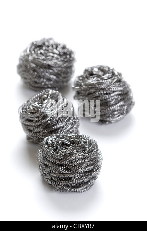 stainless steel scouring pads isolated on a white background Stock Photo