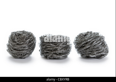 stainless steel scouring pads isolated on a white background Stock Photo