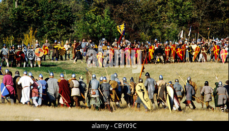 Battle of Hastings, re-enactment, Battle, Sussex England UK English battlefield battlefields #saxon Norman soldier soldiers Stock Photo