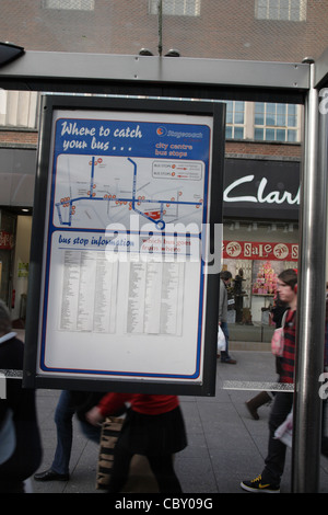 Bus stops and buses in Exeter High St UK route map of routes Stock ...