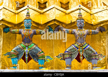 Giant stand around pagoda of thailand at wat prakeaw Stock Photo