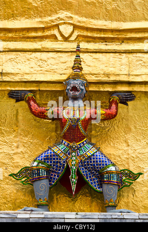 Giant stand around pagoda of thailand at wat prakeaw Stock Photo