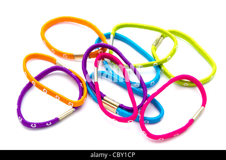 Colorful rubber bands isolated on white background Stock Photo