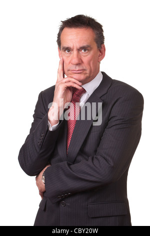 Frowning Angry Middle Age Business Man in Suit Stock Photo