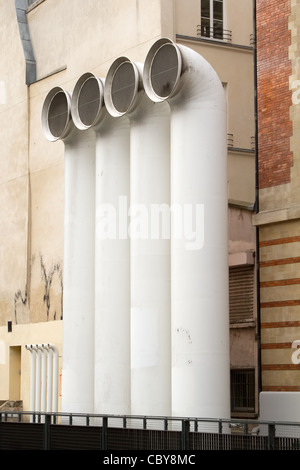 Ventilation pipes outside the Centre Georges Pompidou, Paris Stock Photo