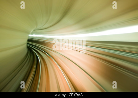 Photo taking in front of train, long exposure. Stock Photo