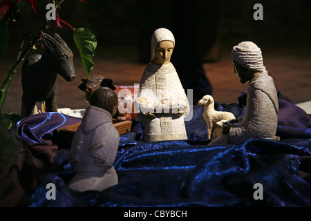 Nativity scene, Church of the Multiplication, Tabgha, Israel Stock Photo