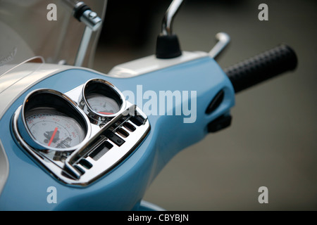 Detail of gauges on a blue scooter Stock Photo