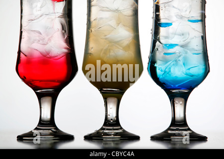 Three colored cocktails in a row Stock Photo