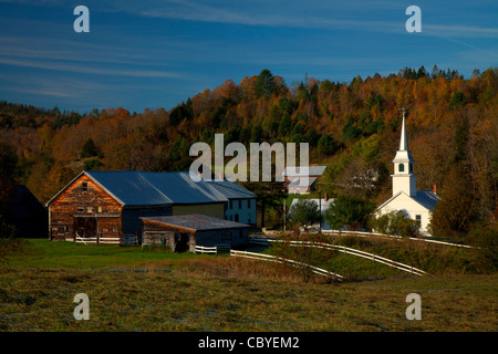 East Corinth Vermont with fall color in the background hillsides Stock ...