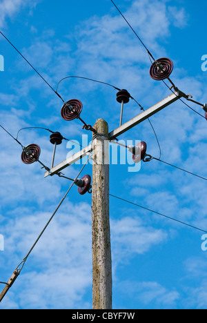 cables and wires on an electric pole Stock Photo - Alamy