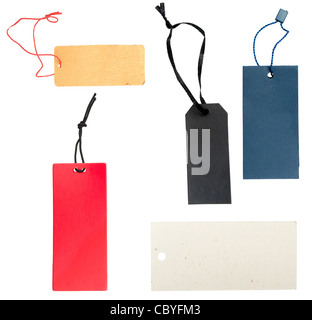 Collection of Blank Paper Tags Isolated on White Stock Photo
