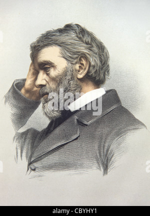 Portrait of Thomas Carlyle (1795-1881) Scottish Essayist, Writer, Historian and Influential Social Critic. Portrait Engraving or Vintage Illustration Stock Photo