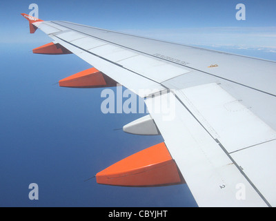 The escape rope bracket (yellow) on an Easyjet Airbus A319-100 (G-EZAV) during a flight to Bristol, England from Palma Airport,