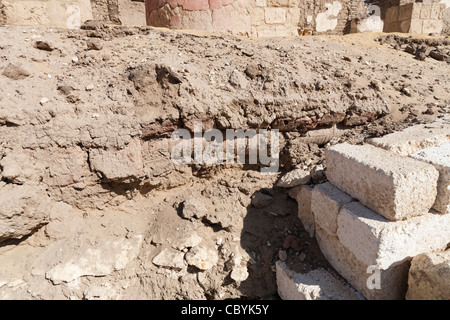 Exposed pipes in the Ptolemaic Temple in Wanina, southwest of Akhmim in the Governorate of Sohag, Middle Egypt Stock Photo