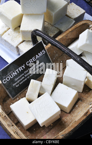 Handmade soap bars on sale at Akaroa market, New Zealand. Stock Photo