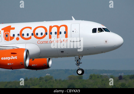 easyJet Airbus A319-100 (G-EZBJ) landing at Bristol International Airport, England. Stock Photo