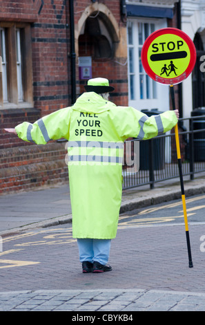 Lolly pop lady seen at work in Eton, Berkshire, UK Stock Photo