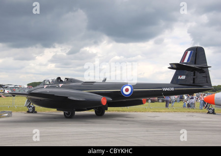 Gloster Meteor WA638 Model T7(modified), an ejection-seat test aircraft owned by Martin Baker Company. On static display at the Stock Photo