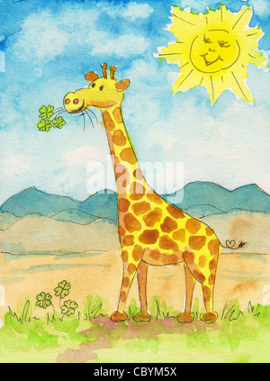 Giraffe watercolor painting Stock Photo
