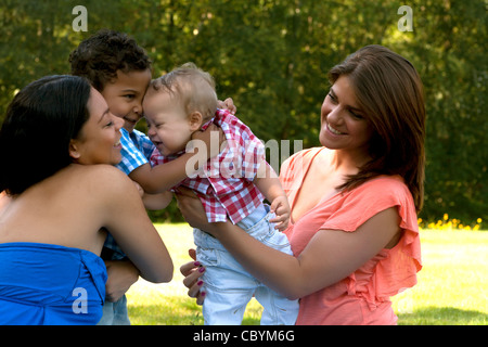 We having a great day with our sons Stock Photo